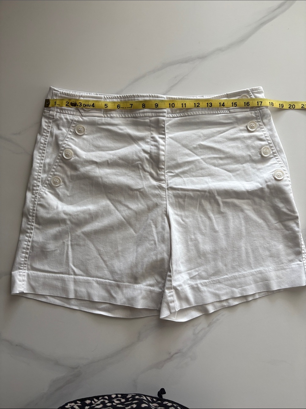 Chico's White Sailor-Button Bermuda Shorts